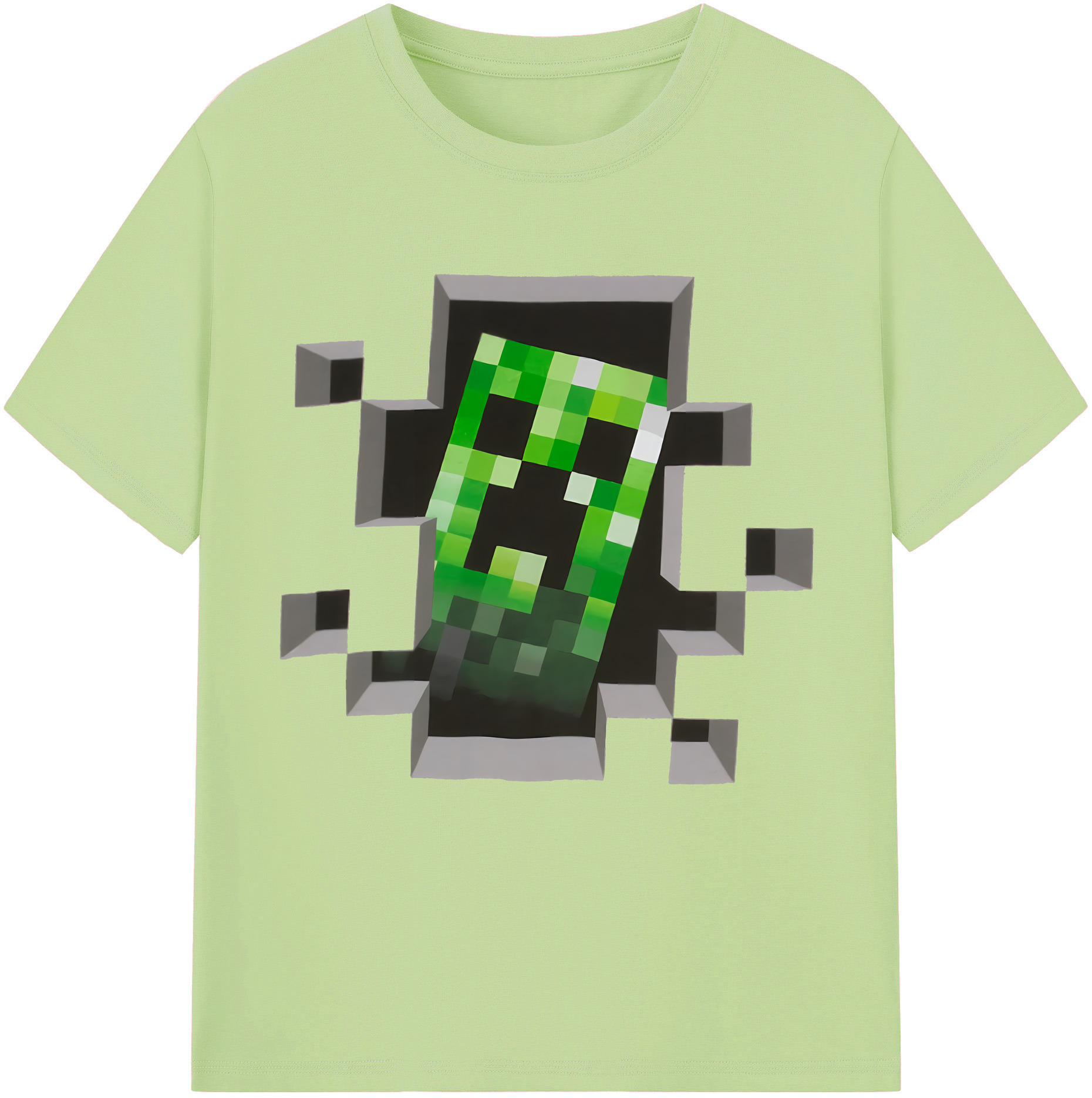 （画像用） マインクラフト ブロックの世界 Minecraft MC Block world 綿100％半袖Tシャツ（フロントプリント）